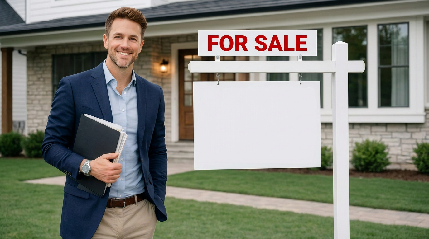 AI Realtor with For Sale sign